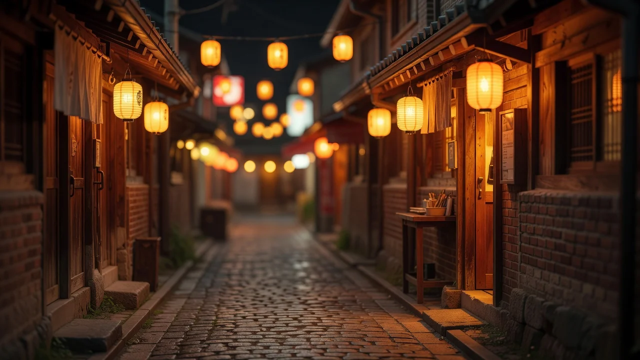 밤의 골목 풍경